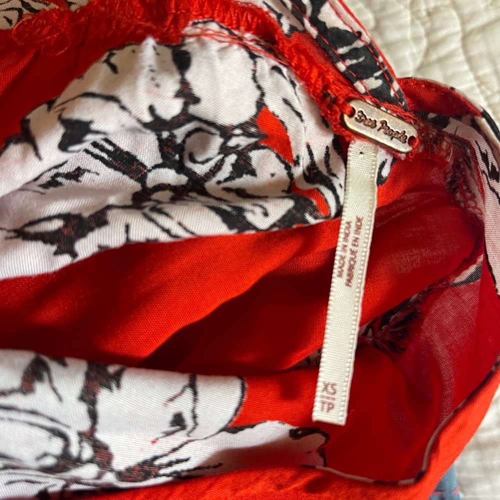 Free People Red Floral Tiered Midi Dress XS Boho Open Back Summer Festival - Picture 5 of 5